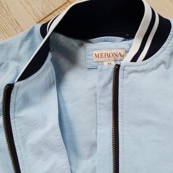 🐦Chambray denim soft light weight bomber jacket cardigan xs - Picture 2 of 3